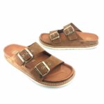Genuins 104860 (taupe suede δέρμα) γυναικεία πέδιλα