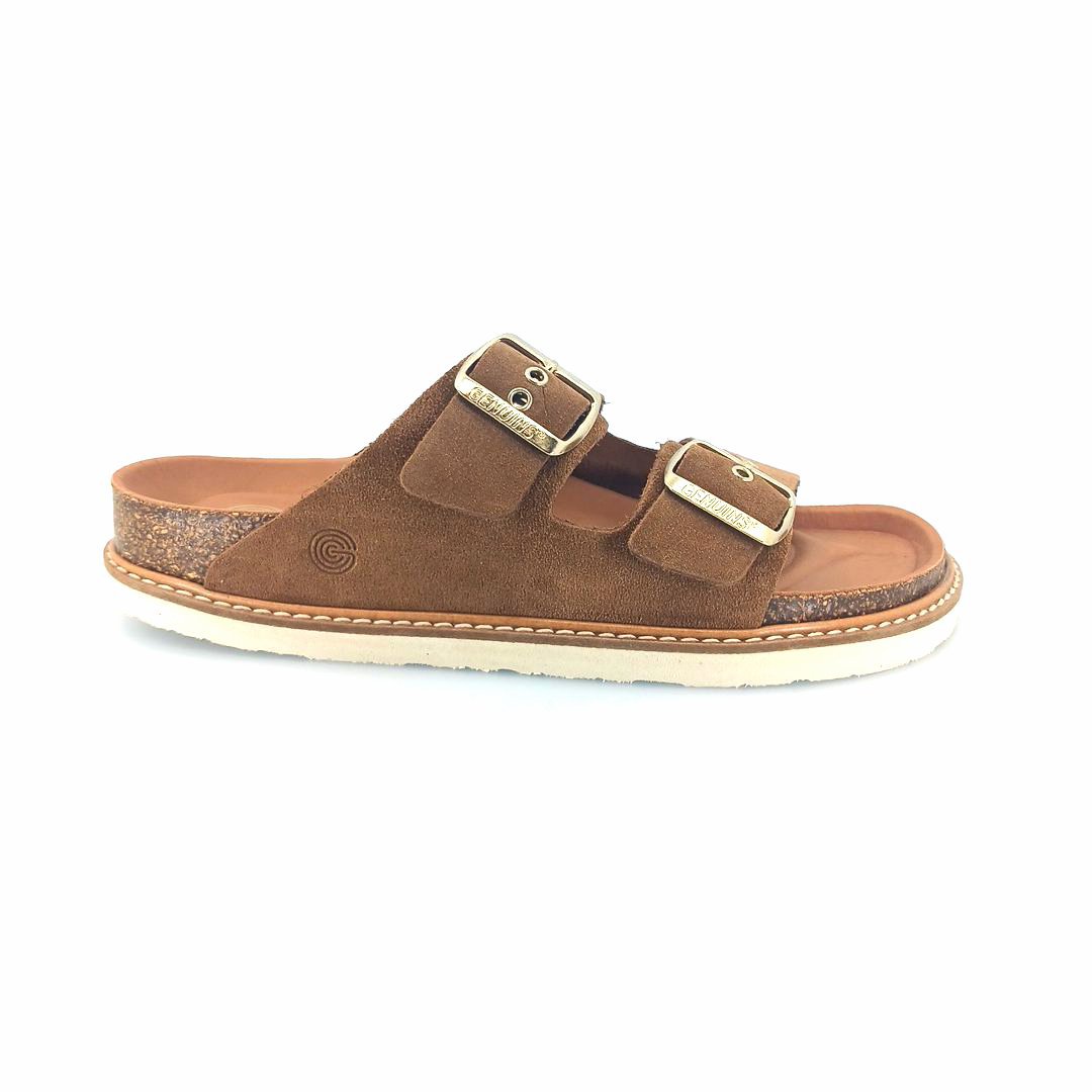 Genuins 104860 (taupe suede δέρμα) γυναικεία πέδιλα