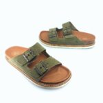 Genuins 105274 (χακί suede δέρμα) γυναικεία πέδιλα